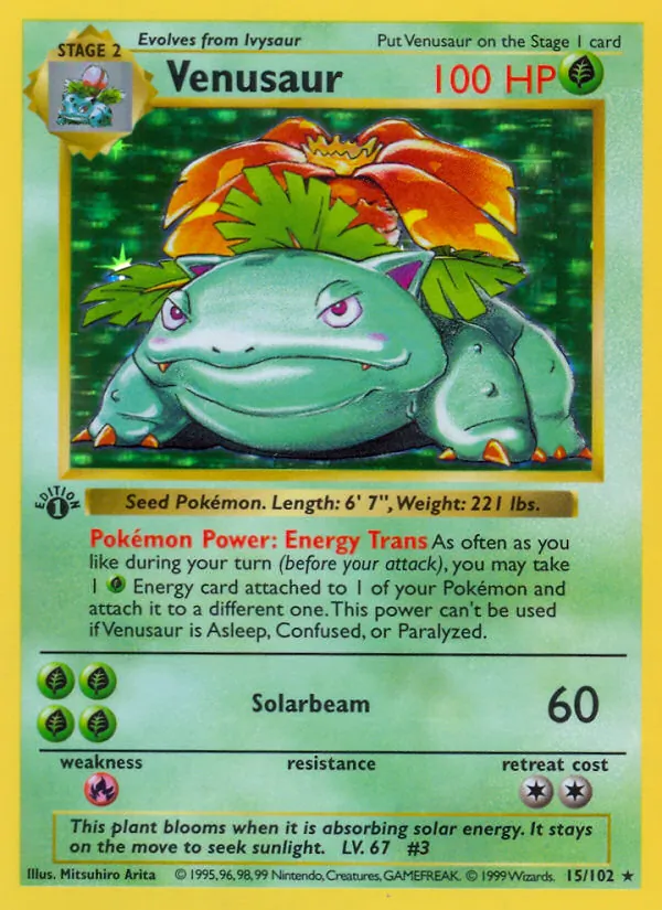 Venusaur 15/102 Holo, Base Set Unlimited