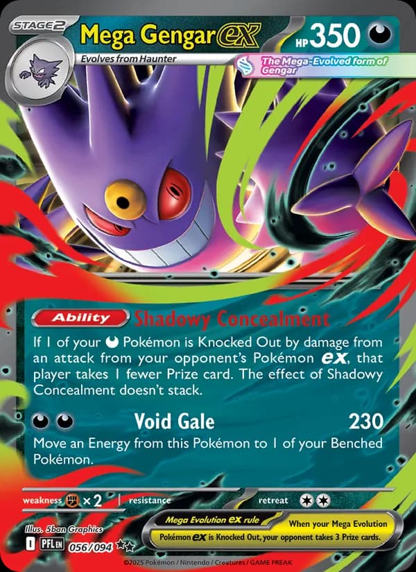 Mega Gengar ex 056/094 (Phantasmal Flames) y SIR 284/217 (Ascended Heroes)