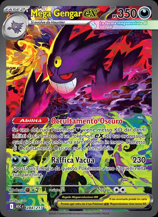 Mega Gengar ex 284/217 Rara Illustrazione Speciale (Ascesa Eroica) e 056/094 (Fiamme Spettrali)