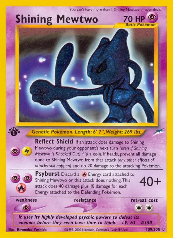 Shining Mewtwo 109/105, Shining Gyarados 65/64 and Shining Magikarp 66/64