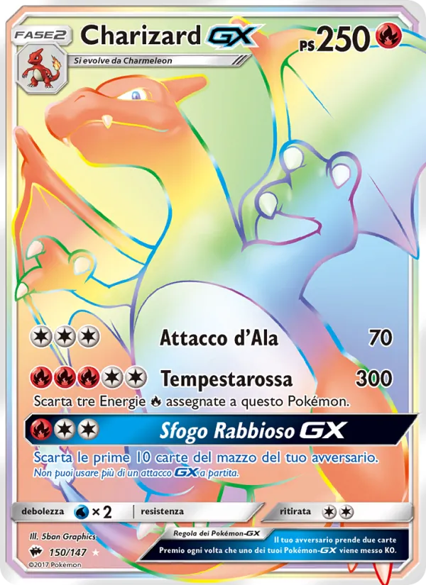 Charizard-GX 150/147 Rainbow, Ombre Infuocate