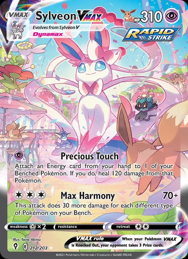 Sylveon VMAX 212/203, Dragonite V 192/203, Glaceon VSTAR GG40 and Leafeon VSTAR GG35